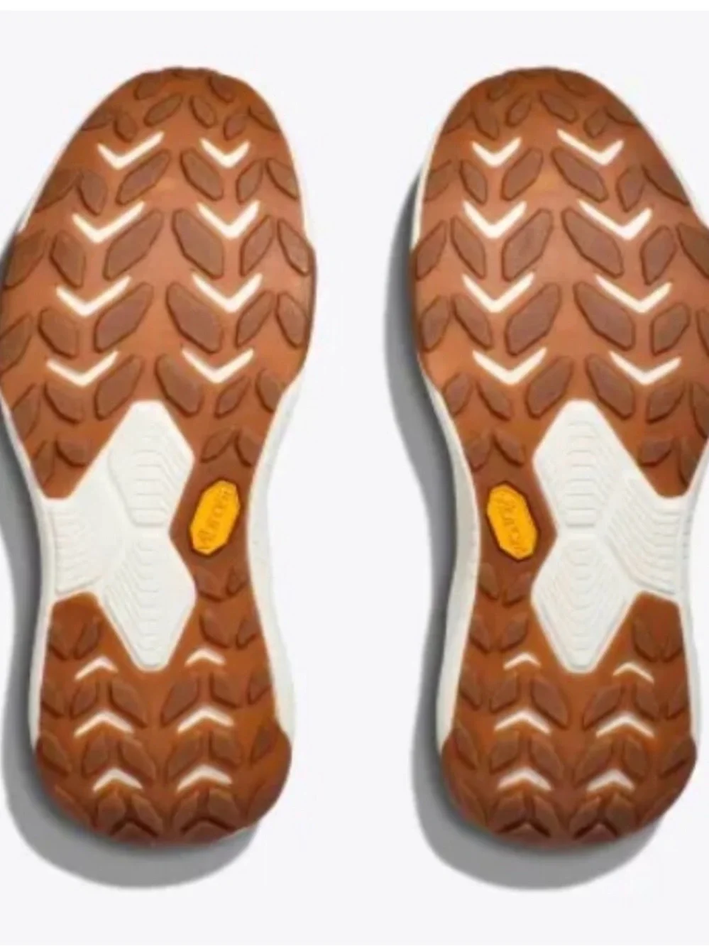 Hoka Men's White Athletic Sneakers with Brown Gum Outsole
